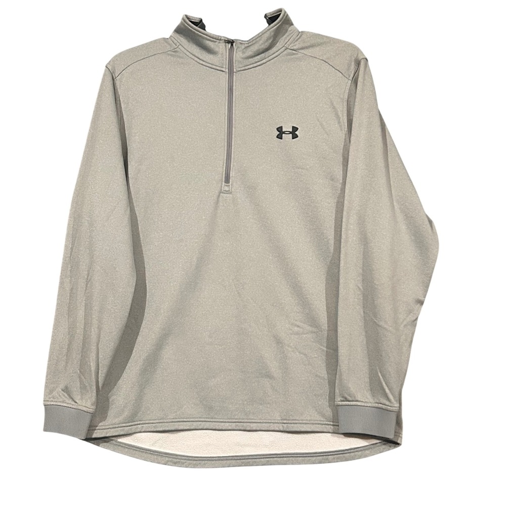 Under Armour ColdGear Mens XL Gray Quarter Zip Fleece Pullover Loose Fit Sweater